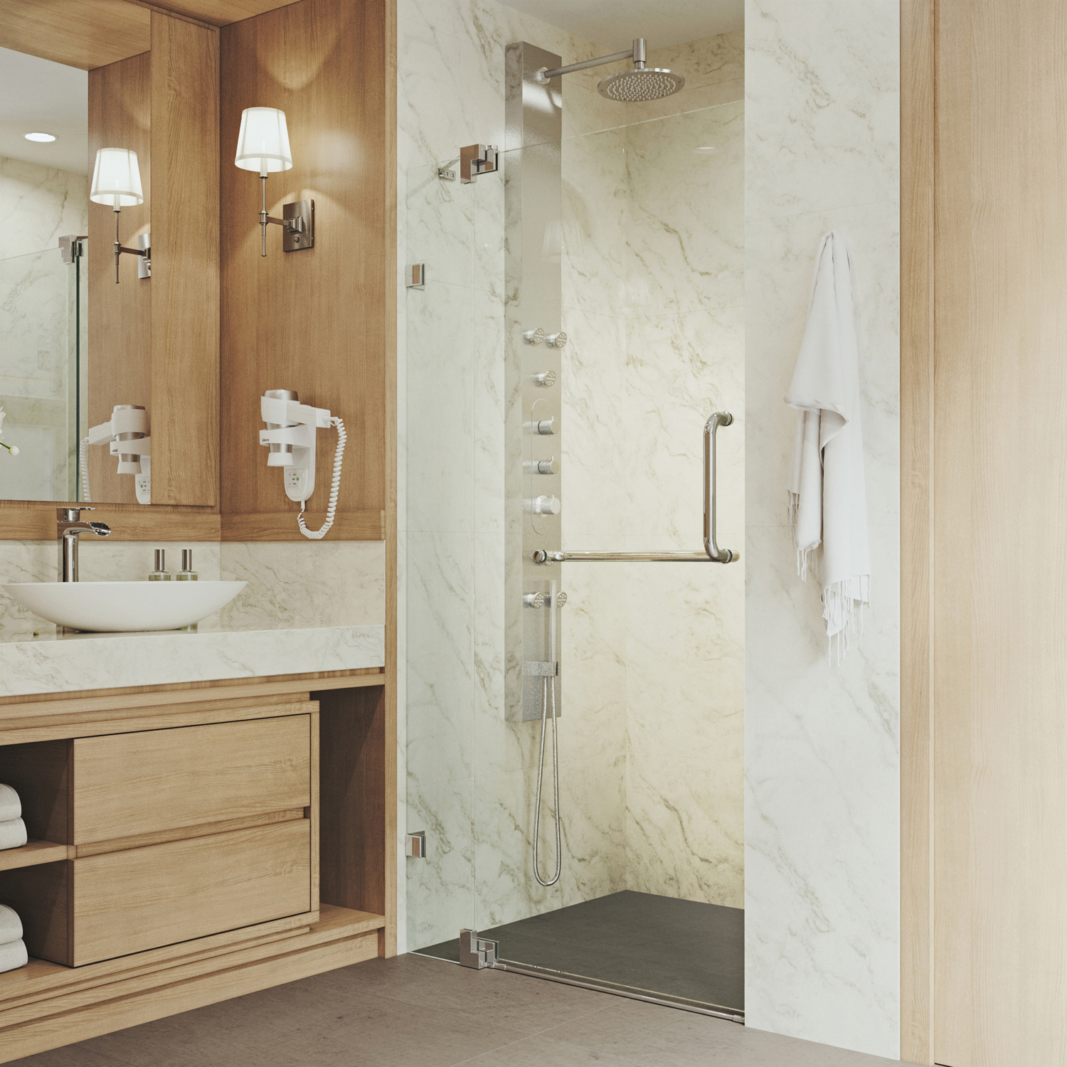 VIGO Pirouette Adjustable Frameless Pivot Shower Door