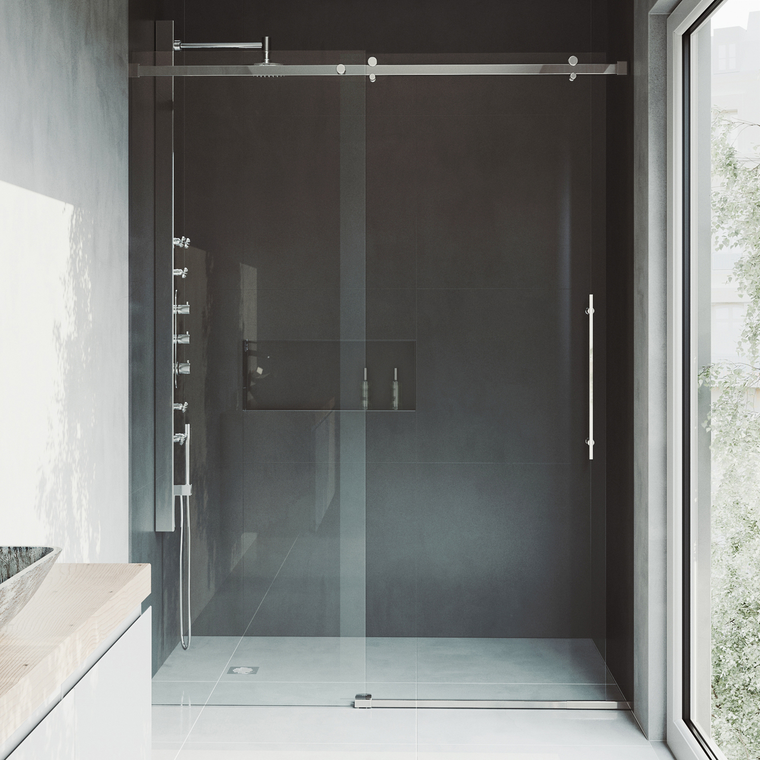 VIGO Luca Adjustable Frameless Sliding Shower Door