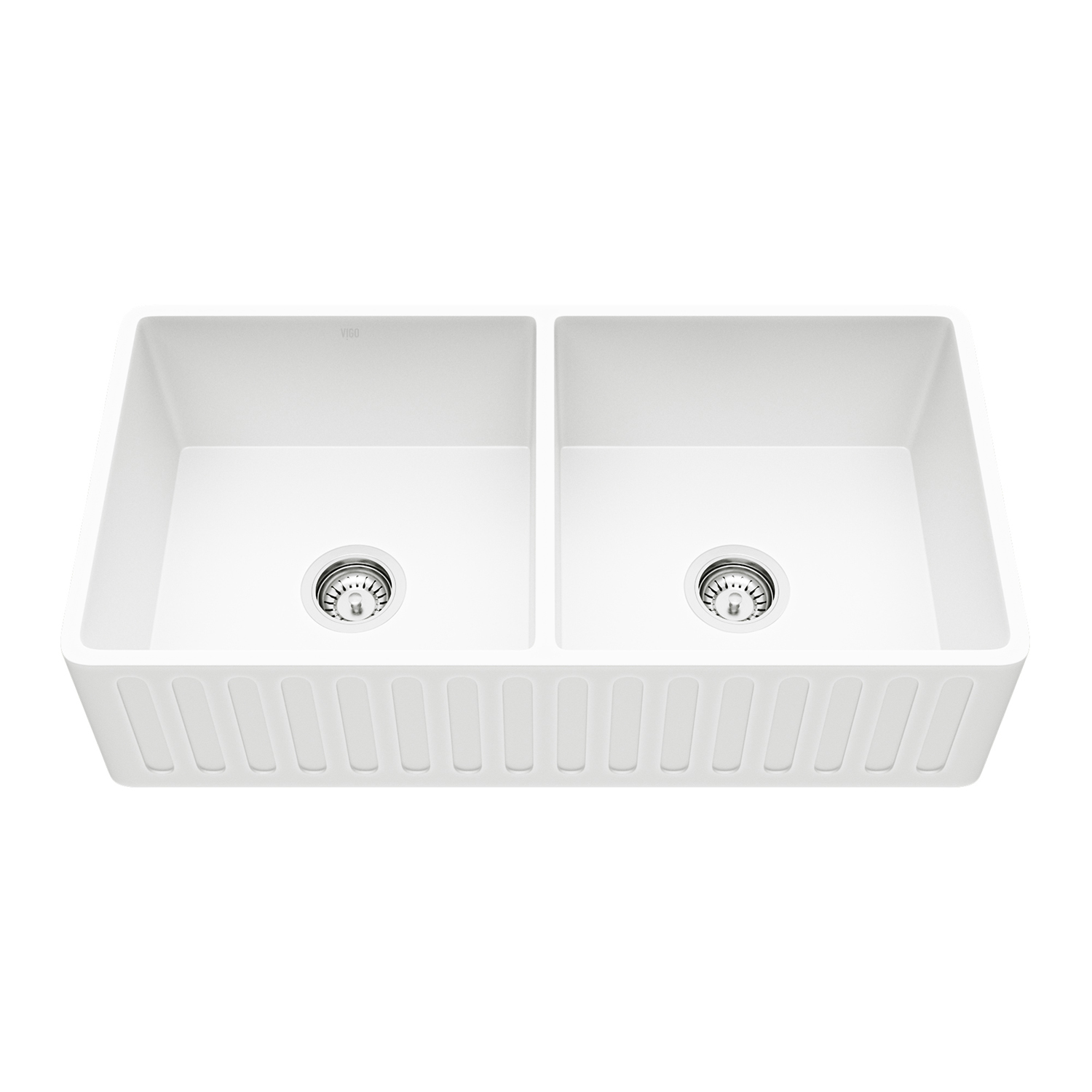 VIGO 36" Matte Stone Double Bowl Farmhouse Kitchen Sink