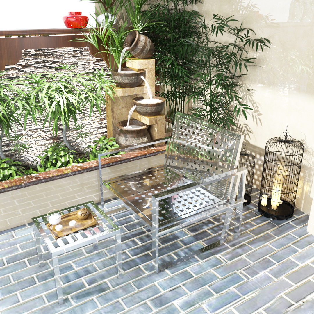 HRP FURNITURE STAINLESS STEEL OUTDOOR COFFEE TABLE