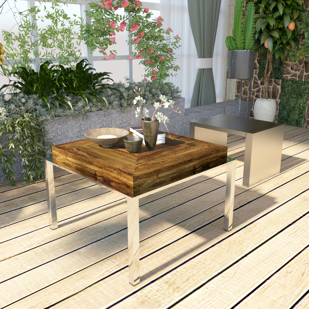 HRP FURNITURE STAINLESS STEEL OUTDOOR COFFEE TABLE