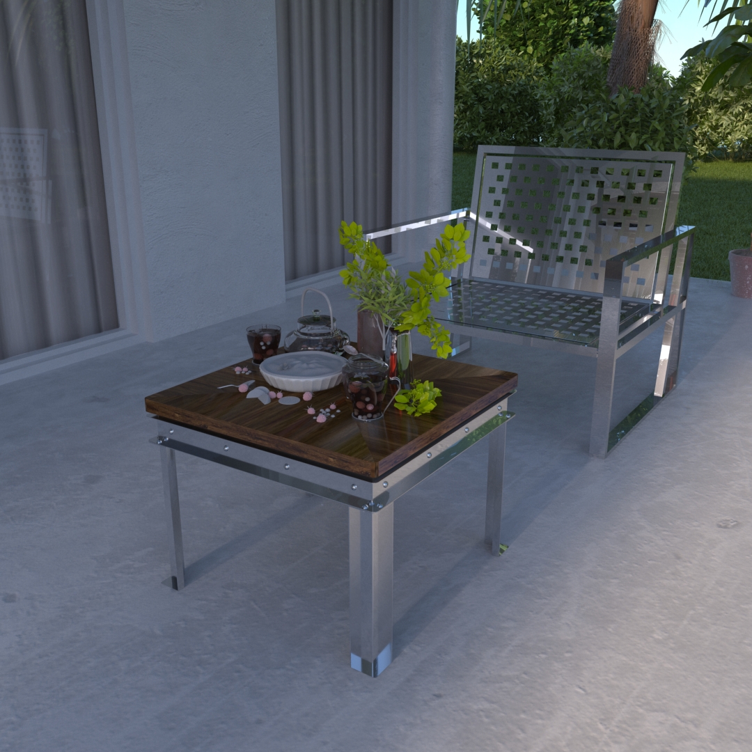 HRP FURNITURE STAINLESS STEEL OUTDOOR COFFEE TABLE