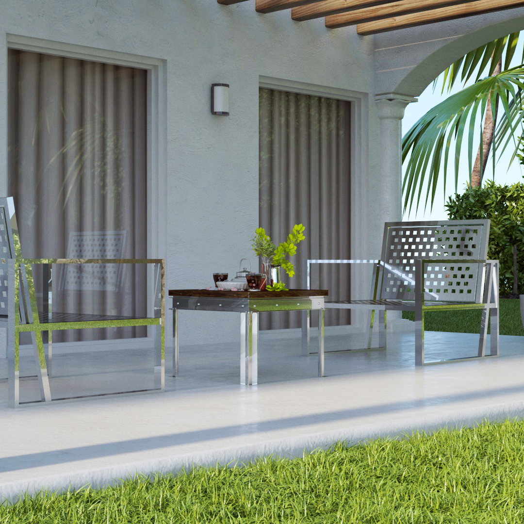 HRP FURNITURE STAINLESS STEEL OUTDOOR ARMCHAIR