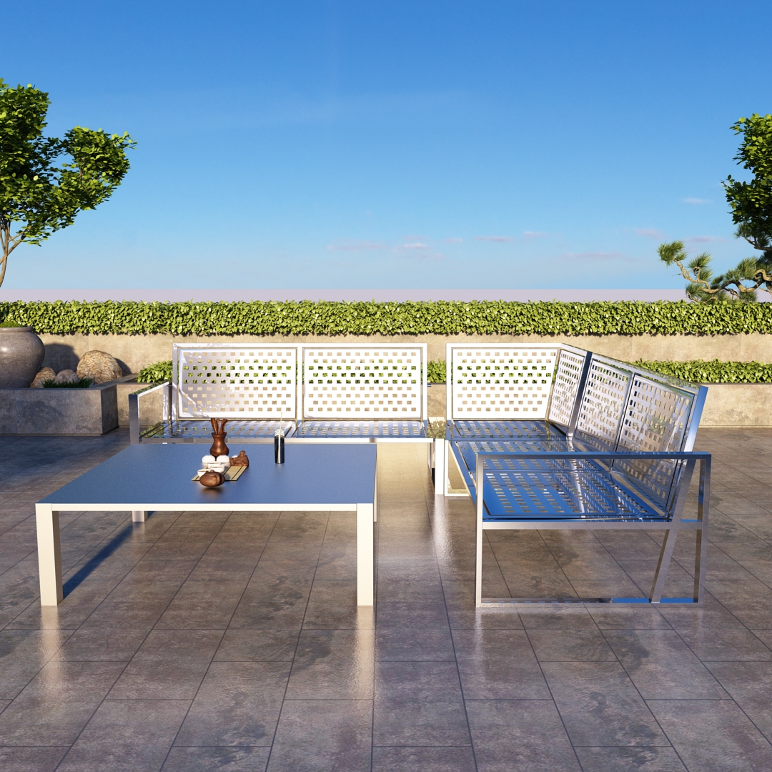 HRP FURNITURE STAINLESS STEEL OUTDOOR SOFA