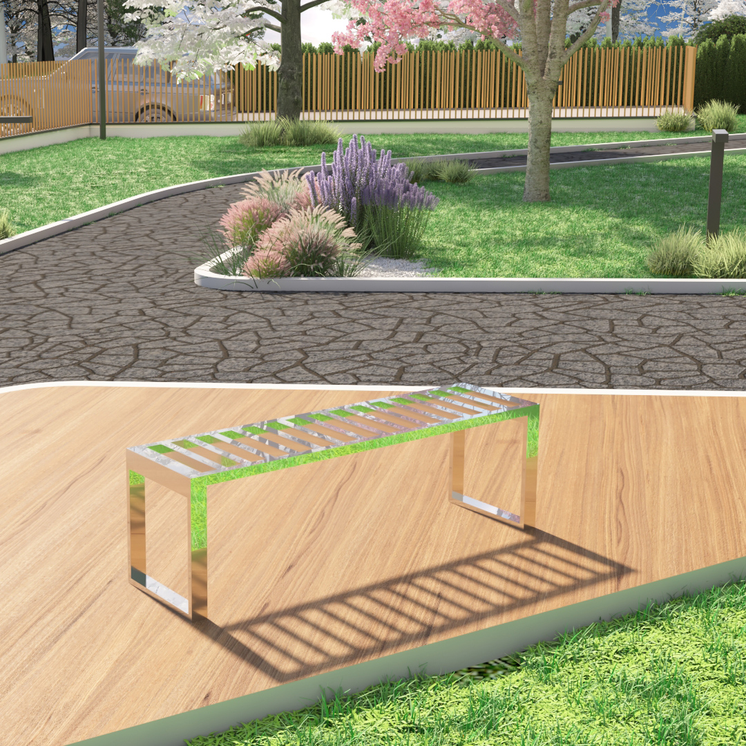 HRP FURNITURE STAINLESS STEEL OUTDOOR BENCH