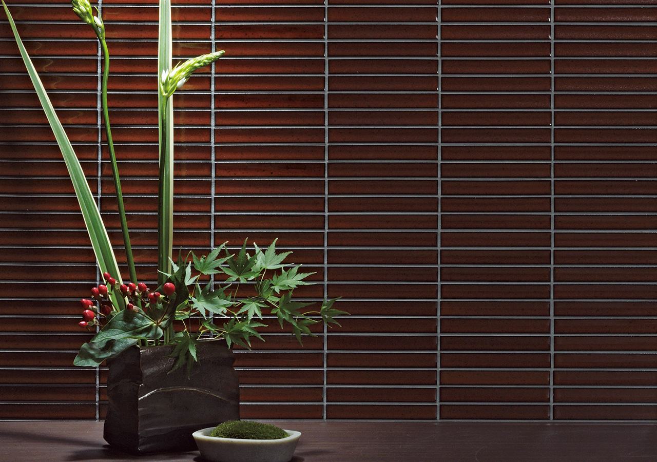 JAPANESE TILE - YUKI BORDER RED YKR3