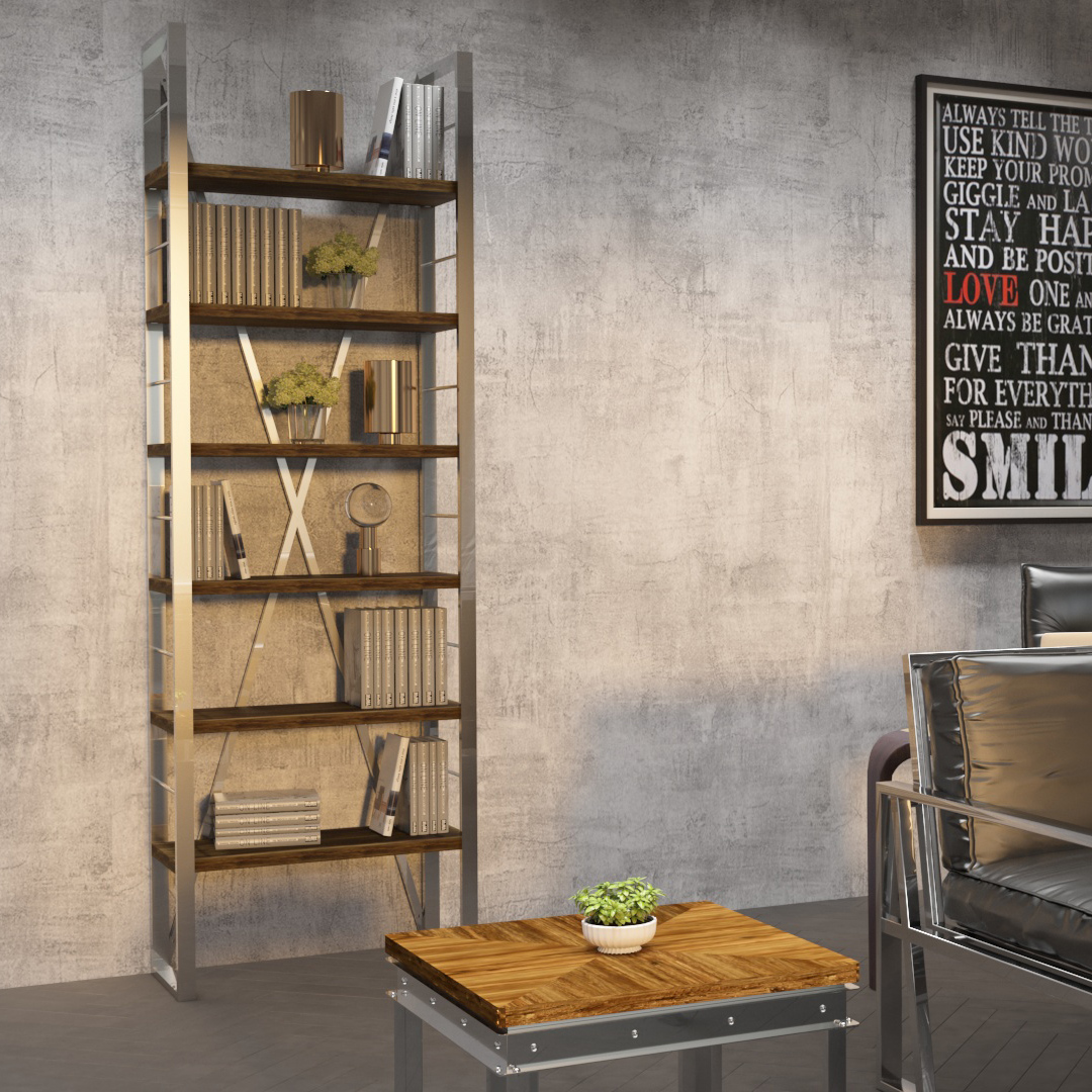 HRP FURNITURE STAINLESS STEEL BOOKSHELVES
