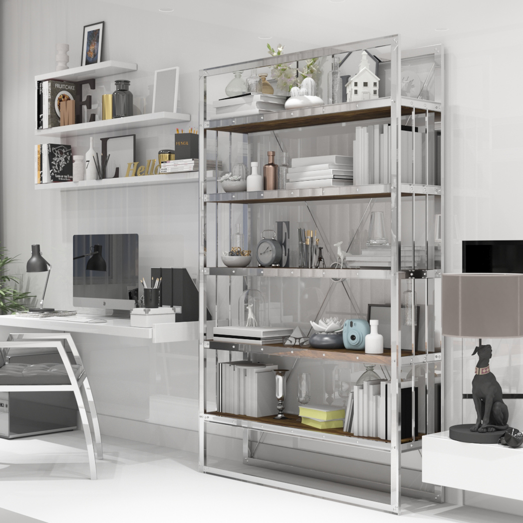 HRP FURNITURE STAINLESS STEEL BOOKSHELVES 