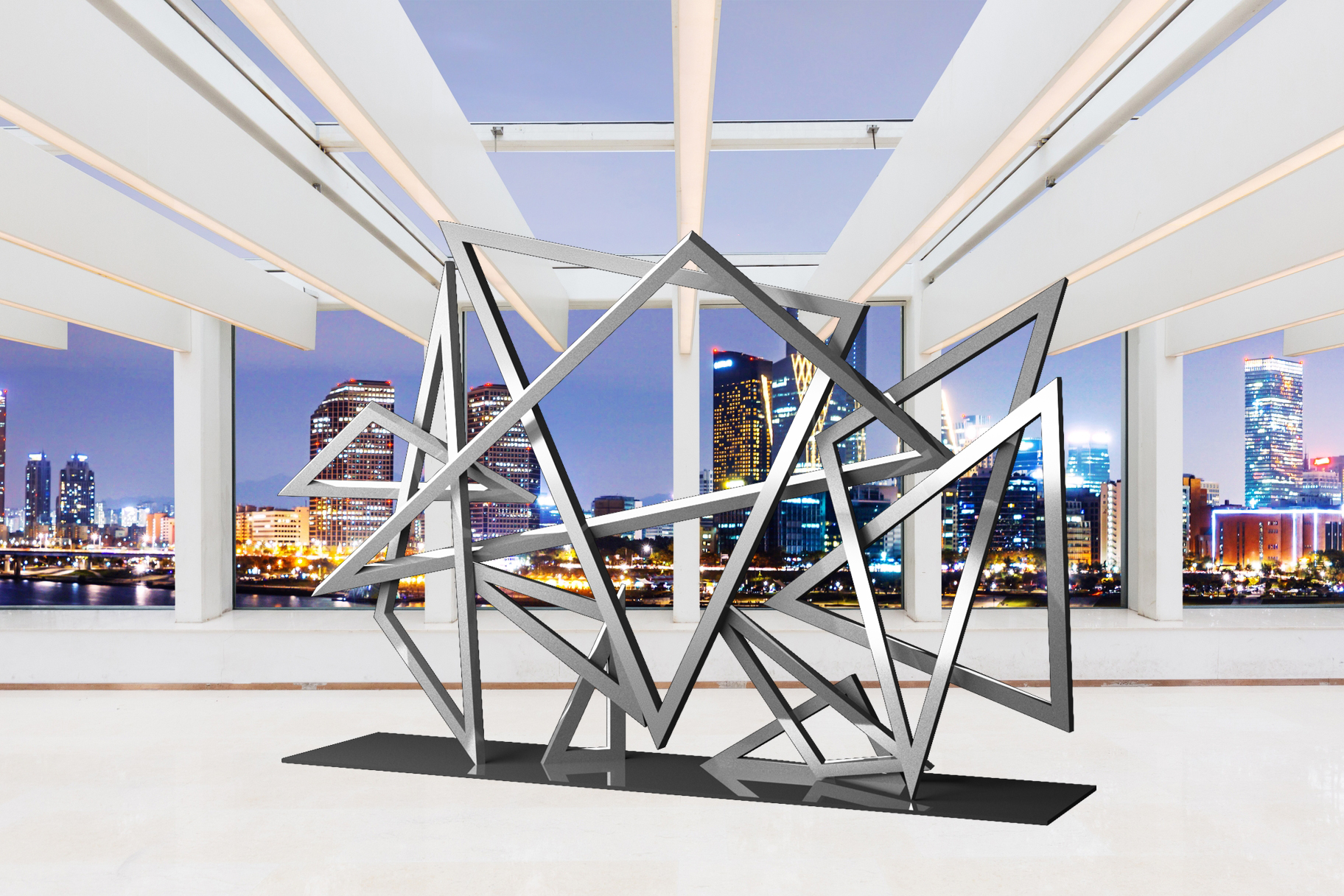 Large Garden Art Sculpture - Interlocking 5 Stars of David Jewish Statue
