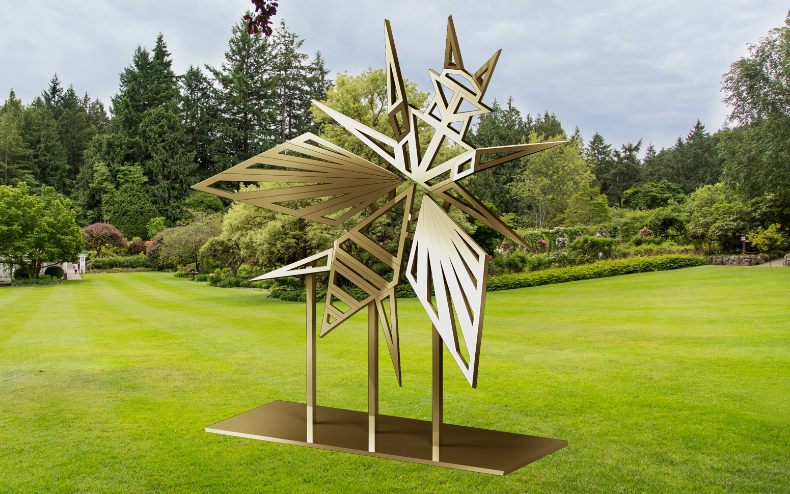 Modern Geometric Gold Bee Insect Bug Sculpture Large Scale Garden Art Statue