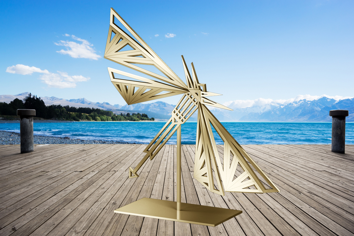 Geometric Modern Gold Dragonfly Dragon Fly Insect Bug Garden Lawn Huge Sculpture