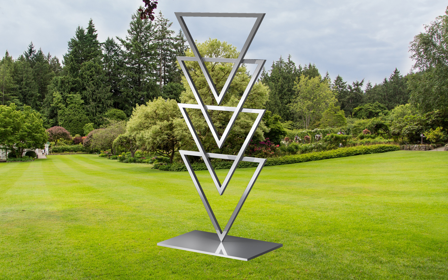 Huge Modern Silver Triangle Triangular Symbol Garden Lawn Large Sculpture