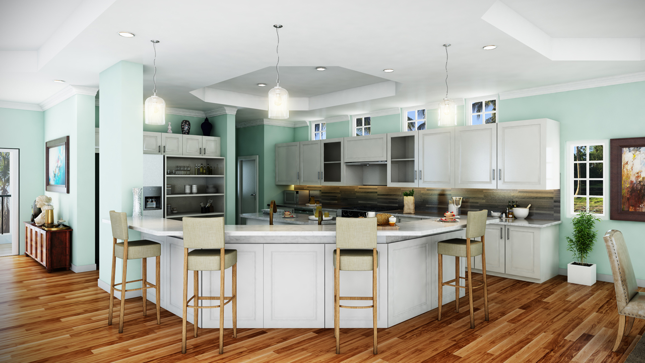 Reflecting 3D Living Room Rendering by Yantram Architectural Design ...