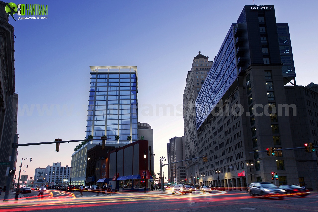 High-Rise Commercial Building Rendering by Architectural Animation
