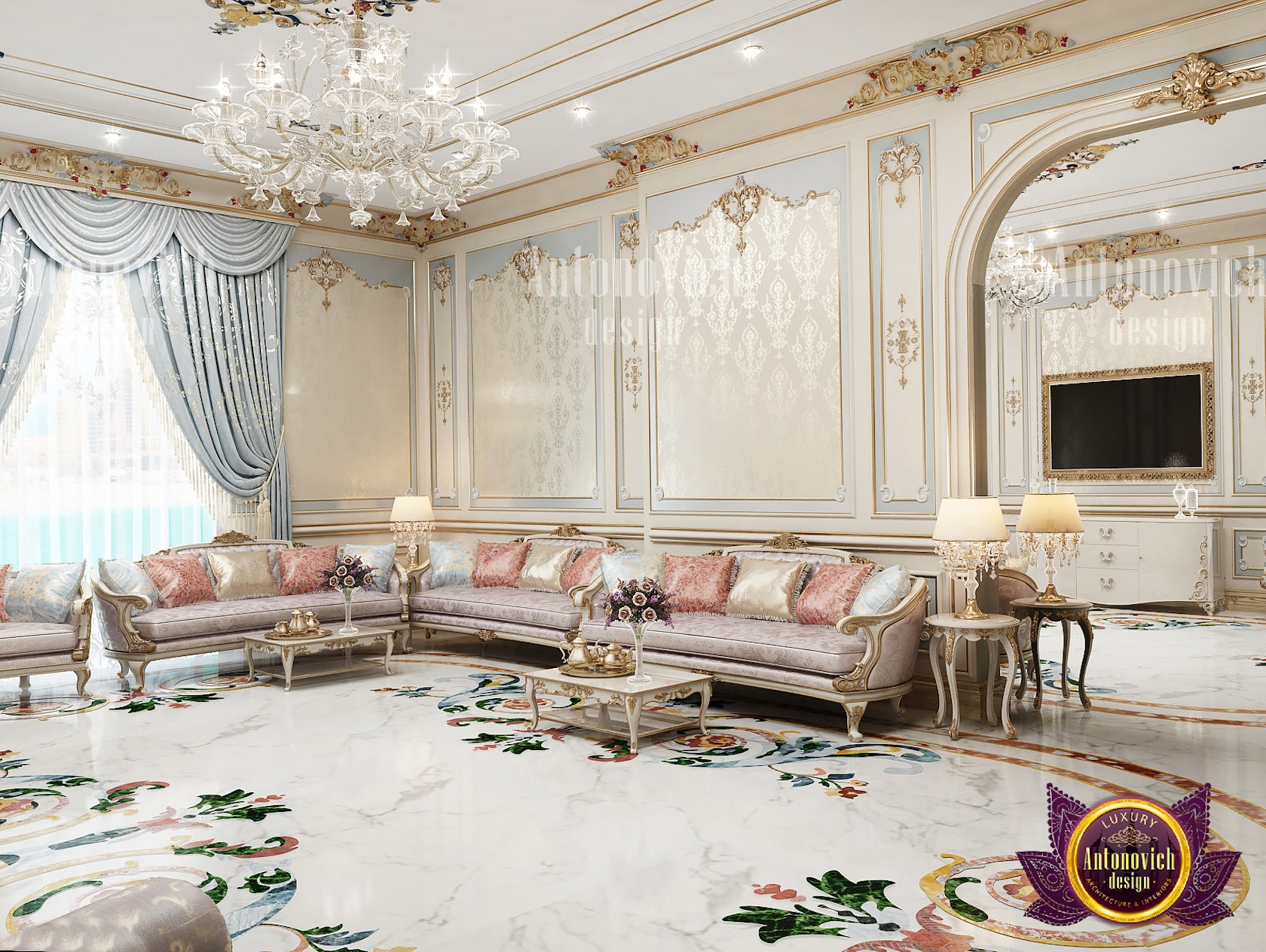 Neoclassical Interior for Living Room by LUXURY ANTONOVICH DESIGN