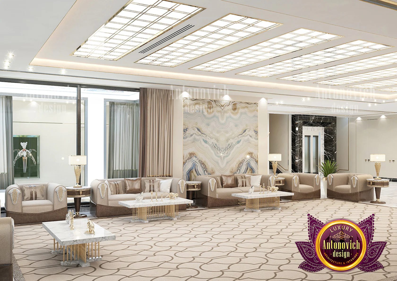 Spacious Luxury Hall Interior Design by LUXURY ANTONOVICH DESIGN ...
