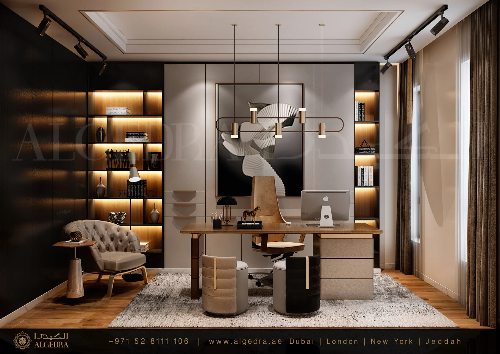 Elegant home office interior by ALGEDRA design - Architizer