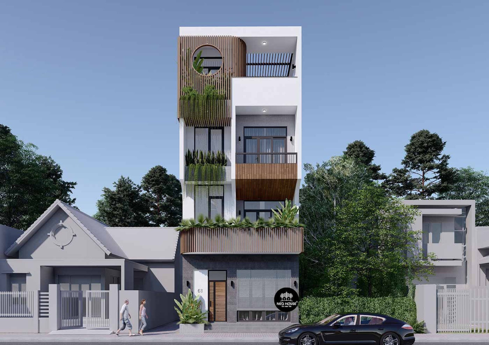 Idea 3314816: Mẫu nhà phố mặt tiền 6m hiện đại 4 tầng đẹp tại Phú ...