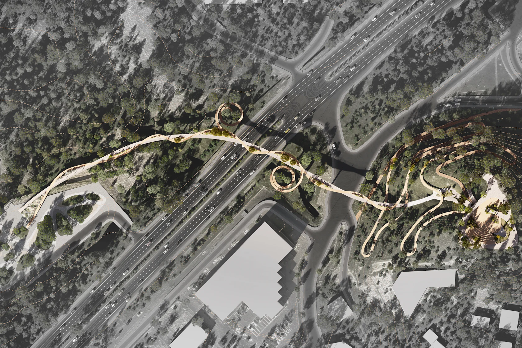 Pedestrian green bridge in Almaty by ATRIUM - Architizer