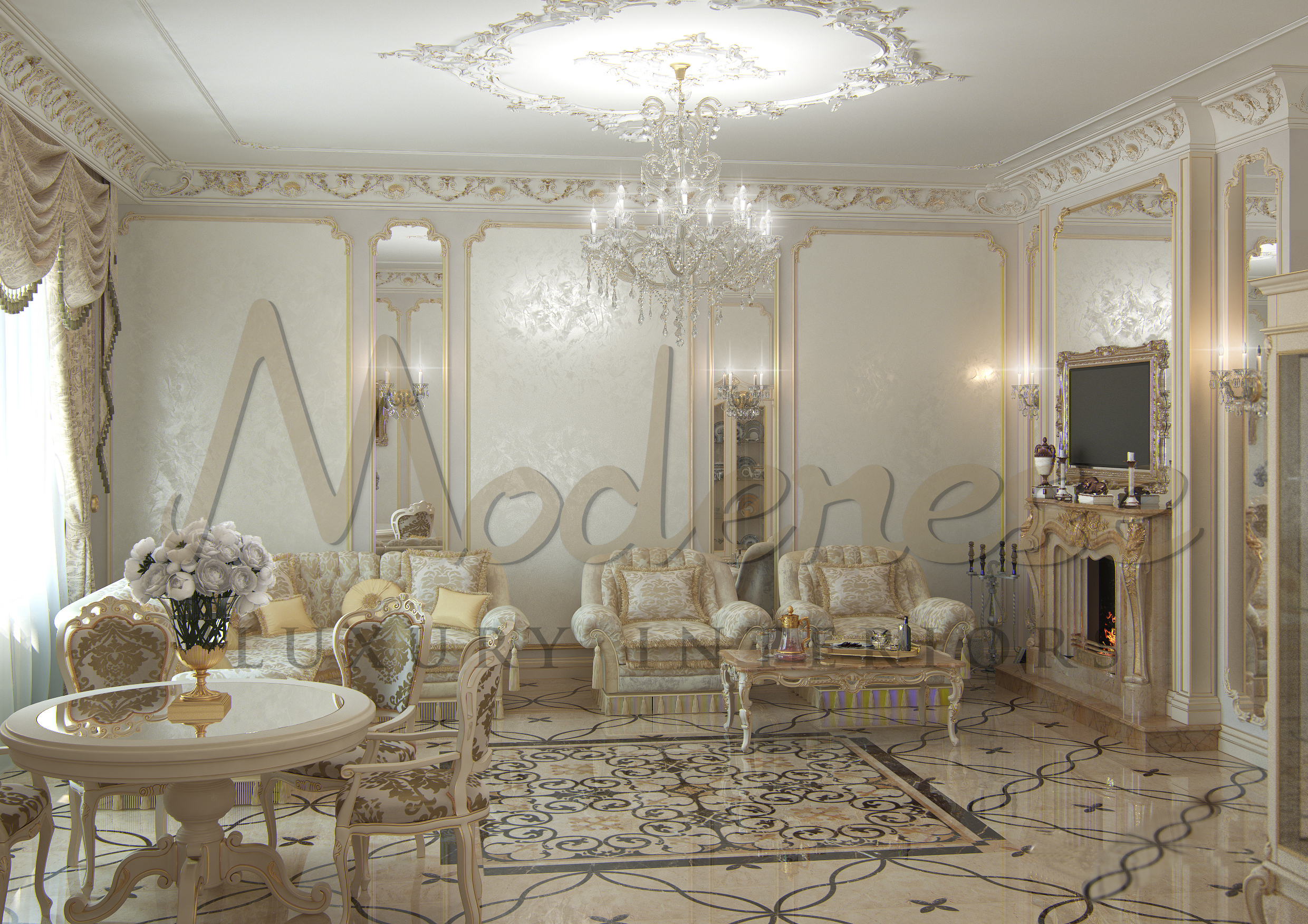 Stylish Living Room Design Idea by MODENESE Luxury Interiors - Architizer