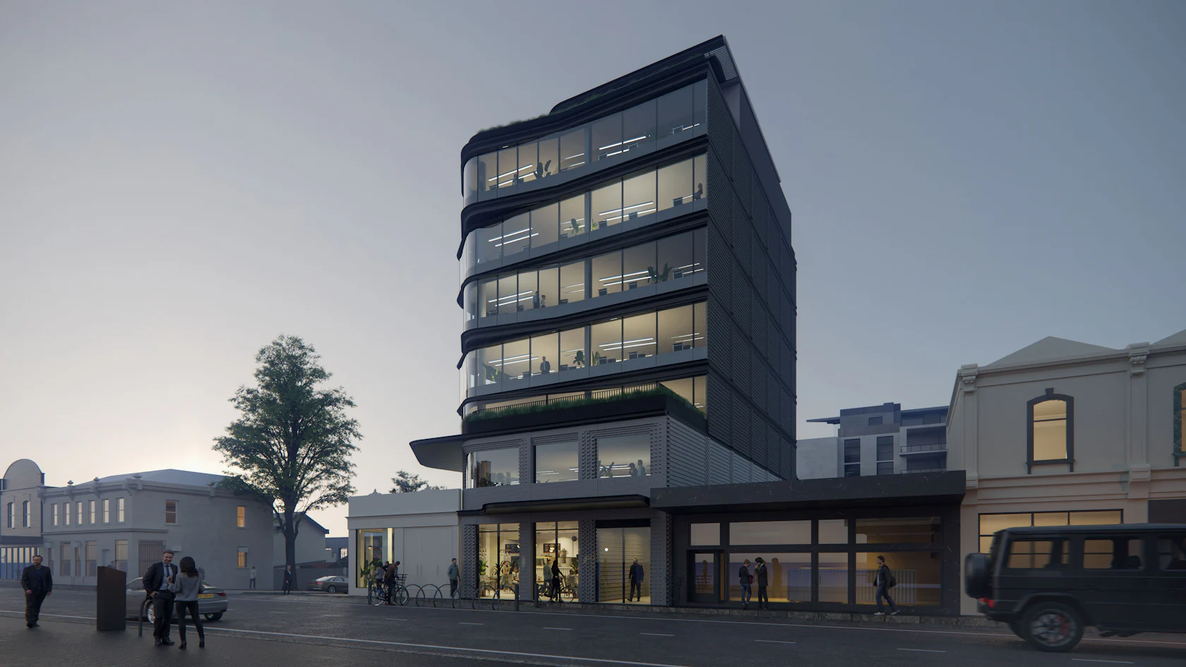 3d exterior rendering of a renovated commercial building in Collingwood ...