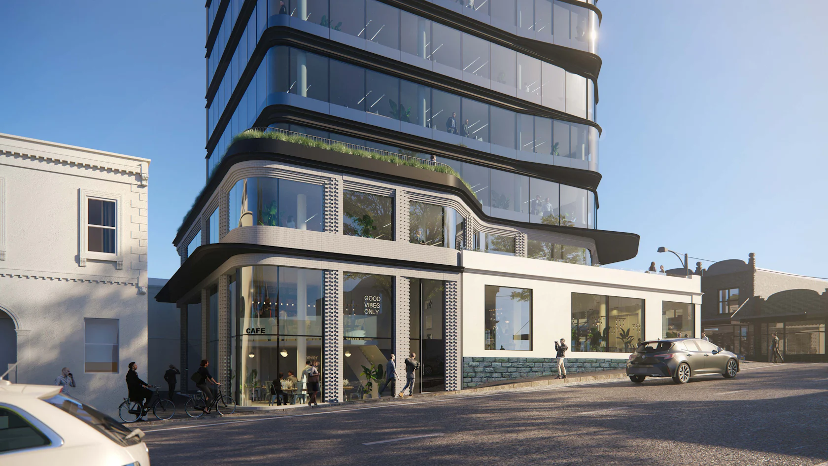 3d exterior rendering of a renovated commercial building in Collingwood ...