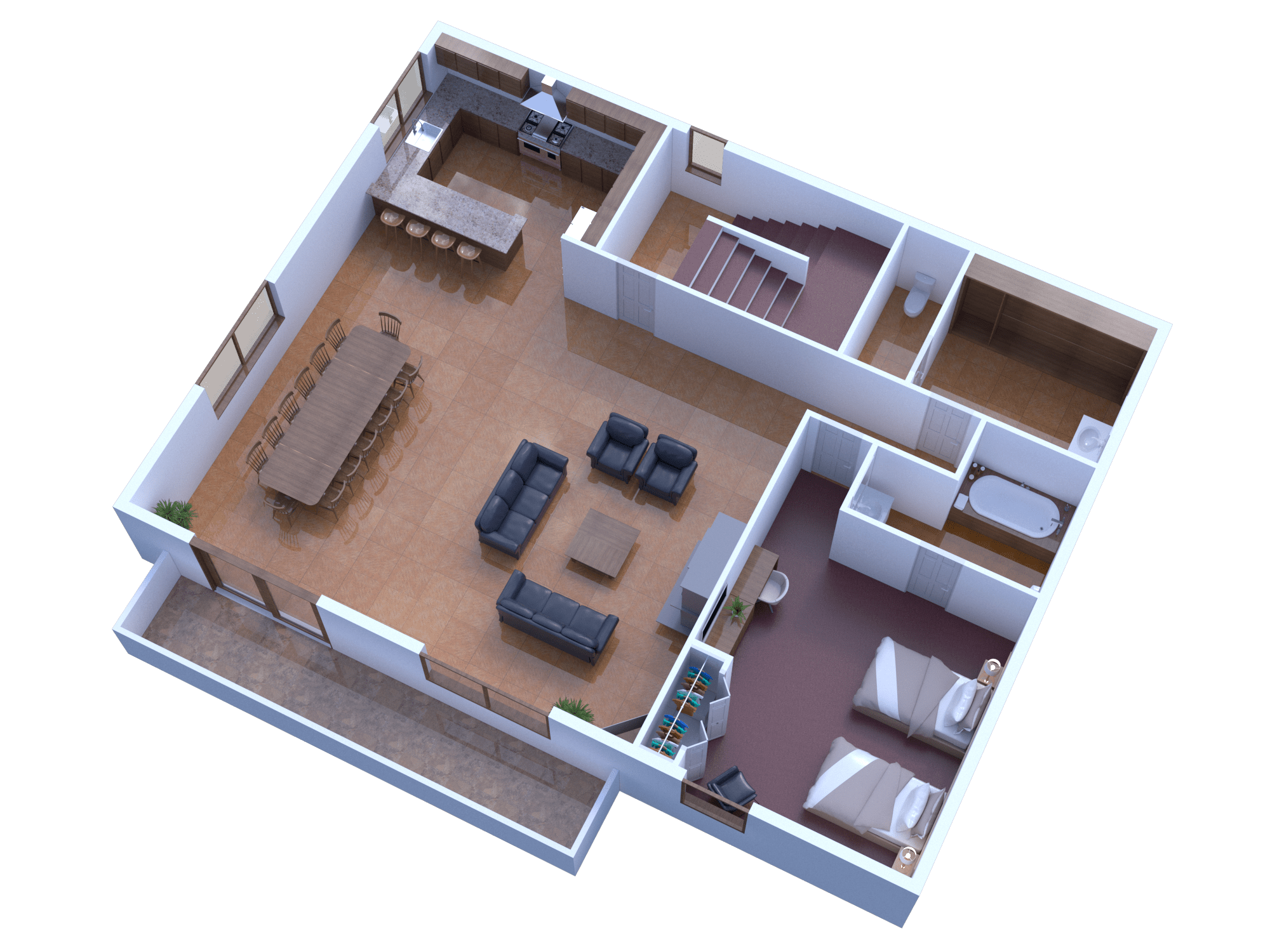 Idea 3625659: Bird's-Eye View 3D Floor Plans by The 2D3D Floor Plan ...