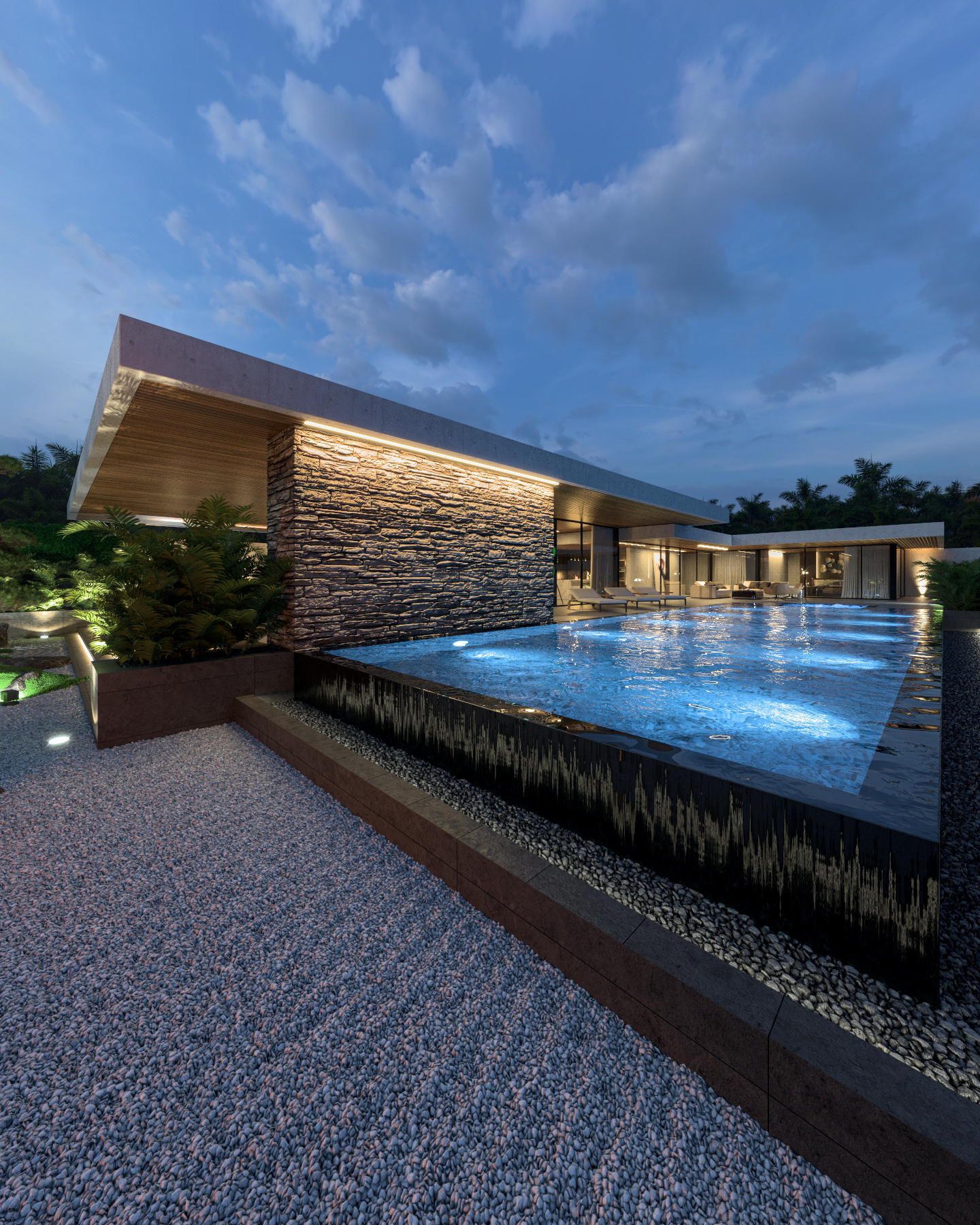 Single story modern house design in Thailand by [xzoomproject] - Architizer