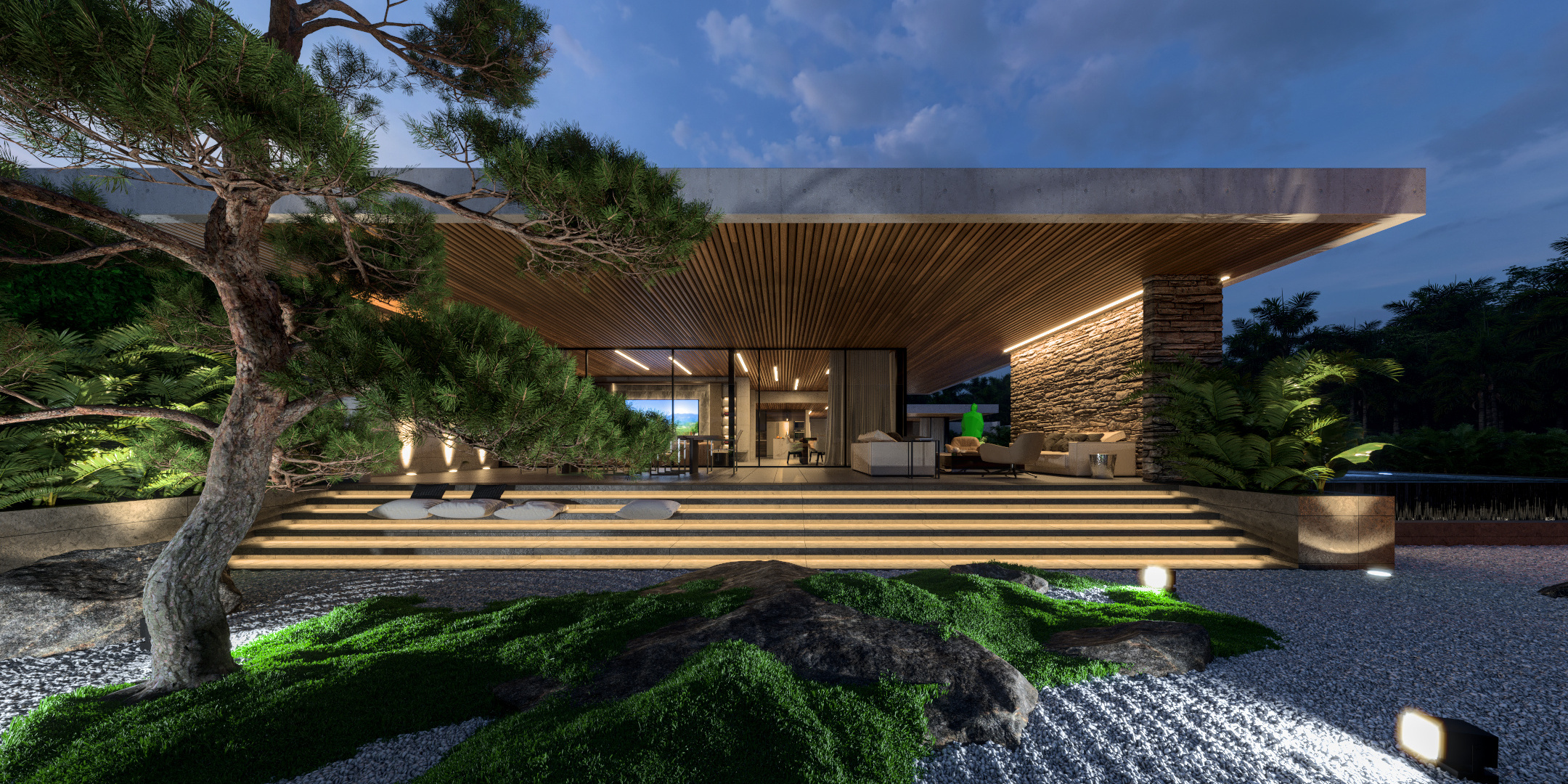 Single story modern house design in Thailand by [xzoomproject] - Architizer