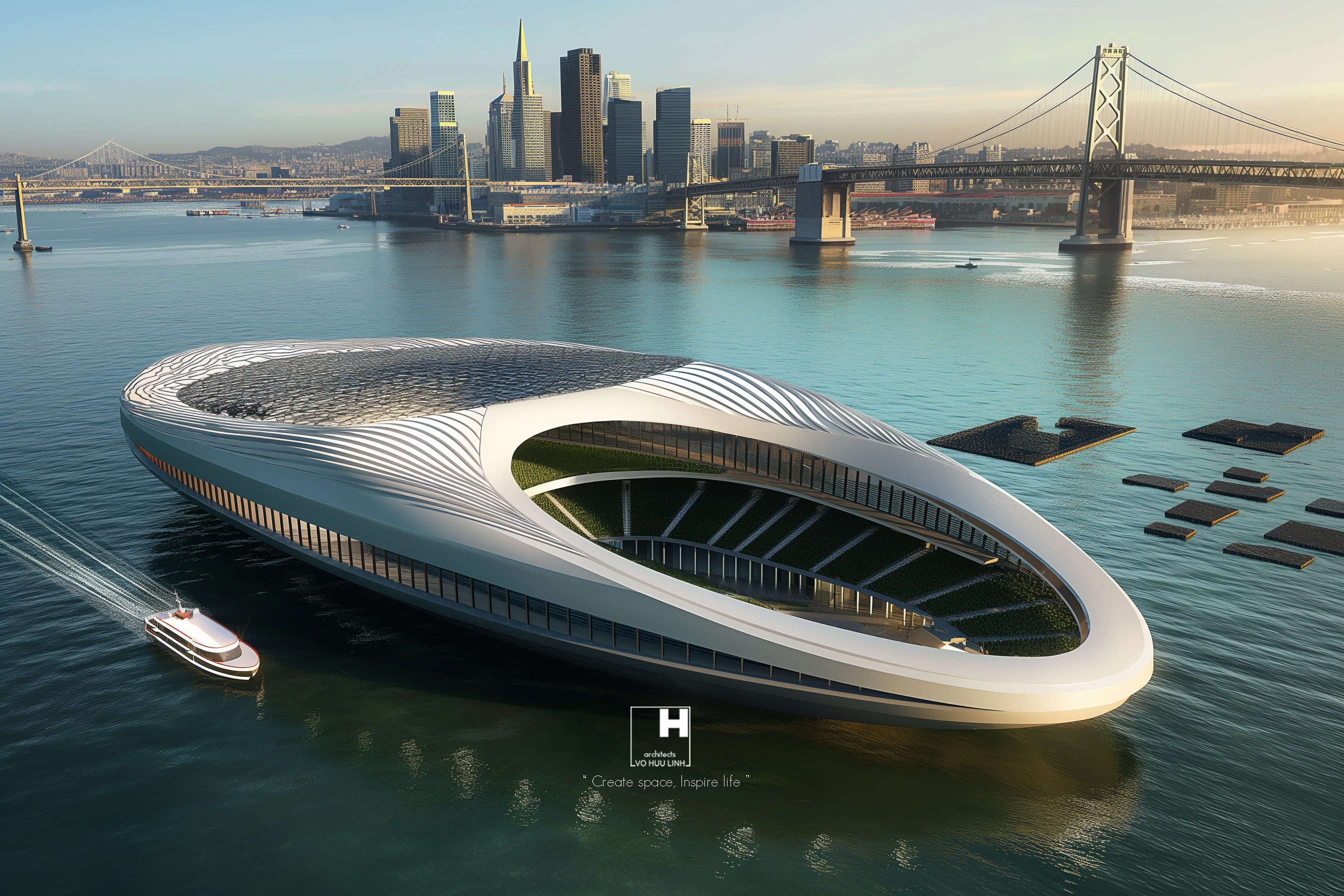 Superyacht Stadium floating on ocecan for World Cup and Olympic Games I ...