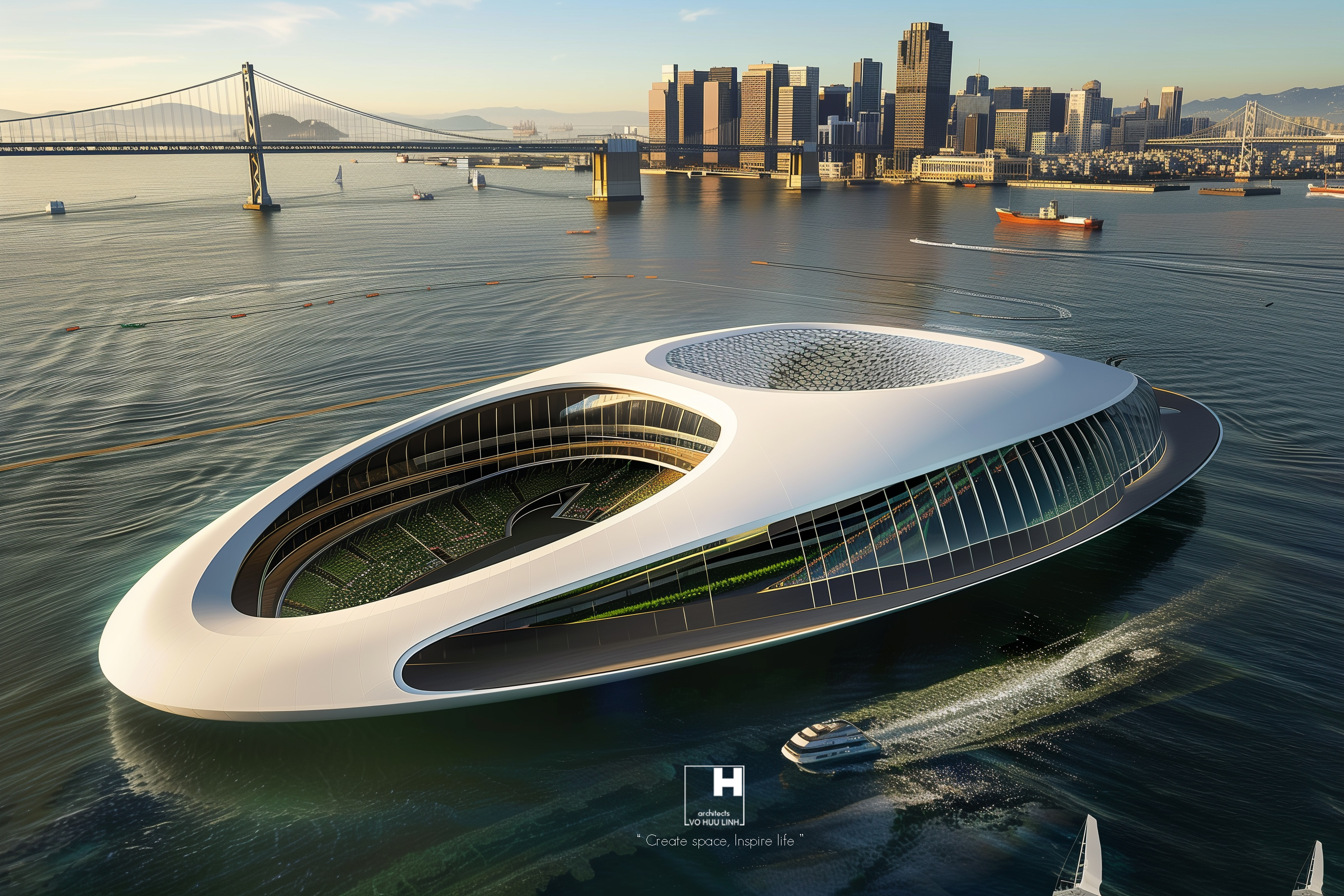 Superyacht Stadium floating on ocecan for World Cup and Olympic Games I ...