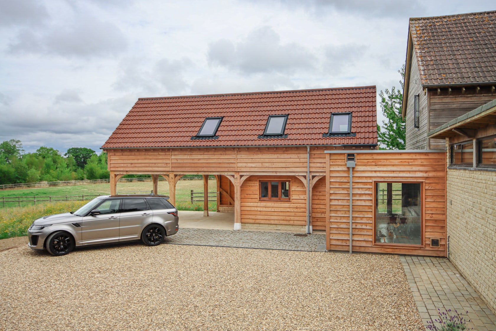 Bespoke Oak Outbuilding Link-connected To House by The Classic Barn ...