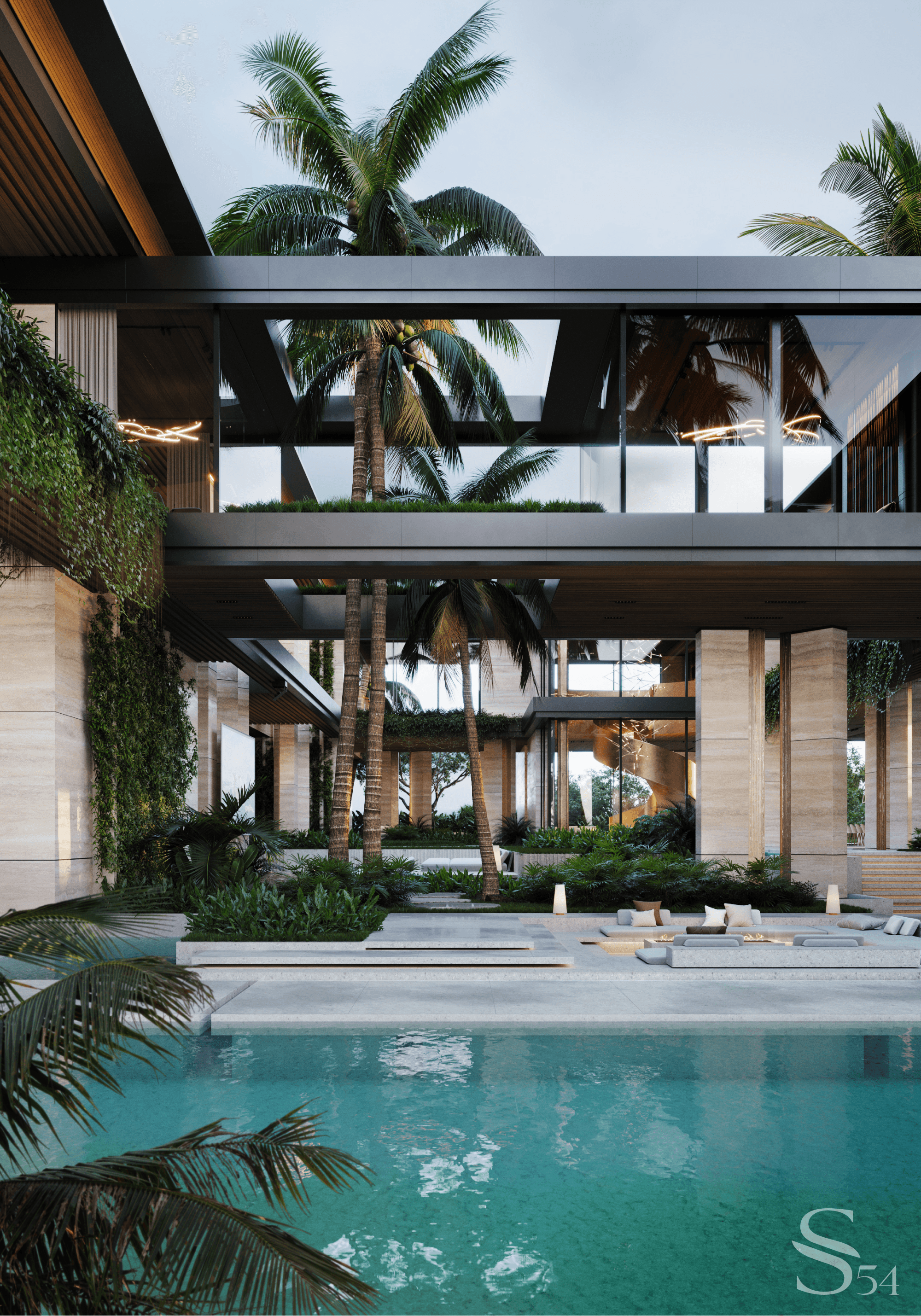 Architectural project of a villa in Abu-Dhabi with an open-air movie ...