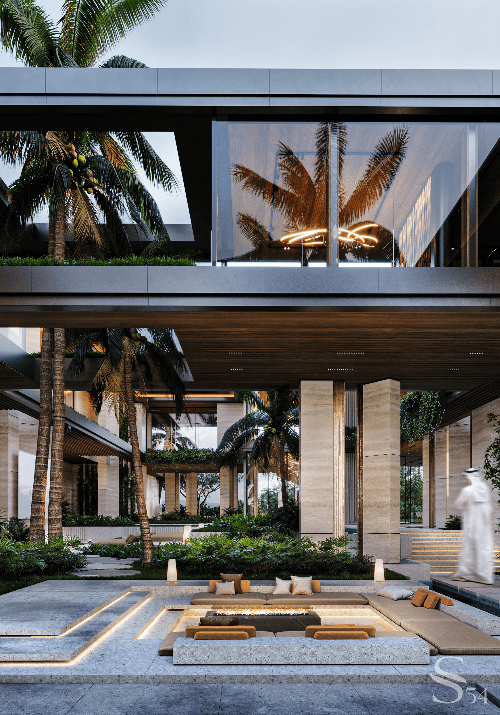 Architectural project of a villa in Abu-Dhabi with an open-air movie ...