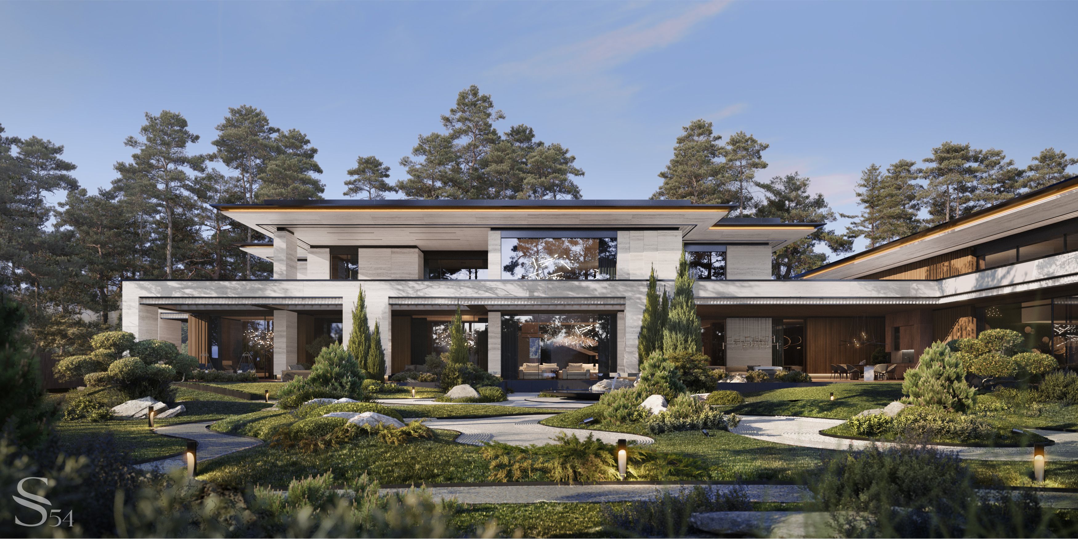 Architectural project of a luxurious mansion in Moscow by Studia 54 ...