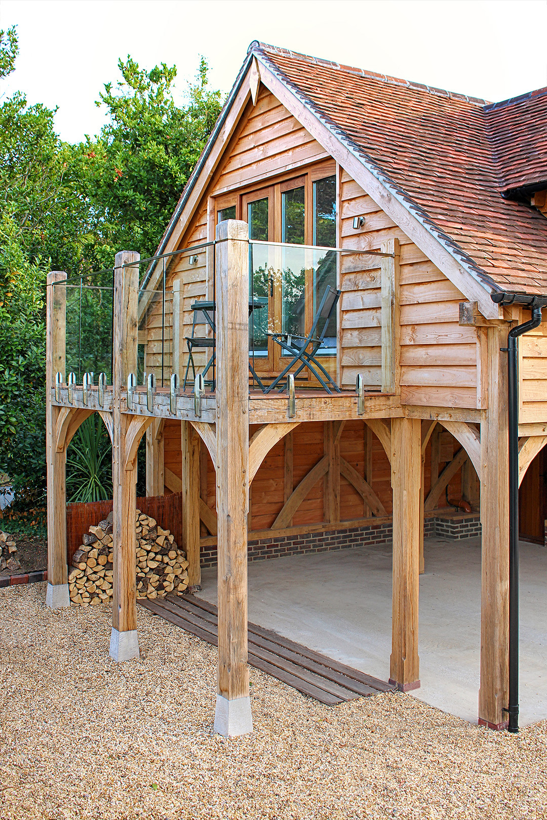 2 Bay Oak Carport With Room Above & Balcony by The Classic Barn Company ...
