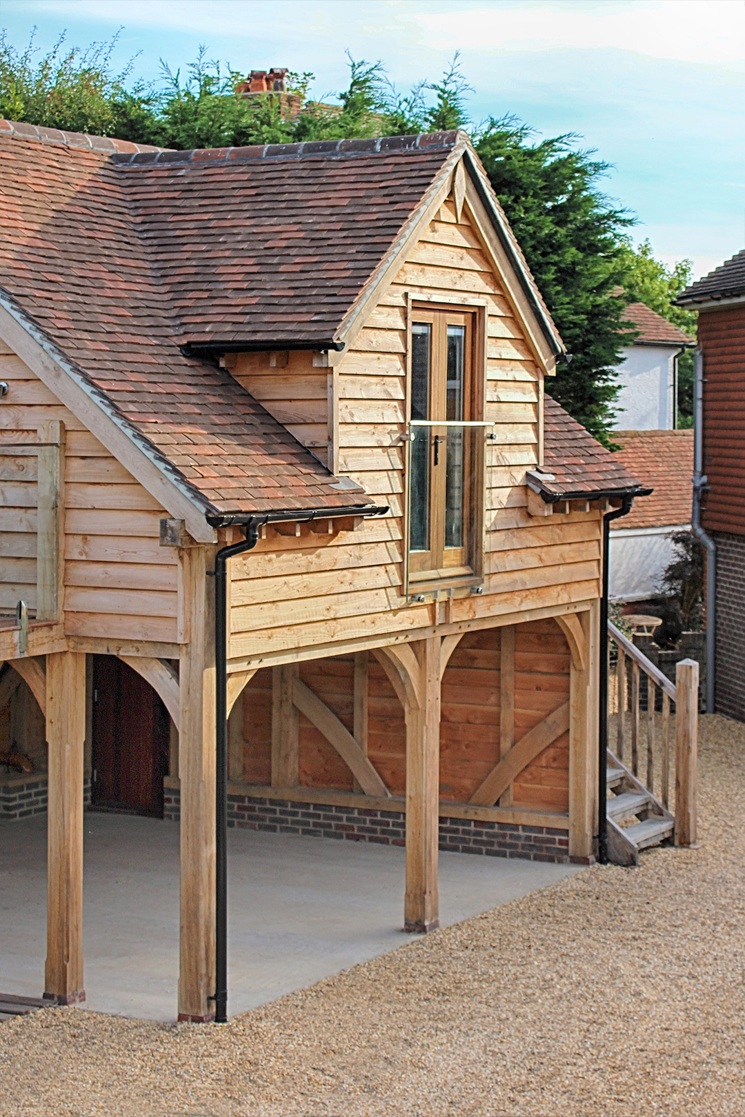 2 Bay Oak Carport With Room Above & Balcony by The Classic Barn Company ...