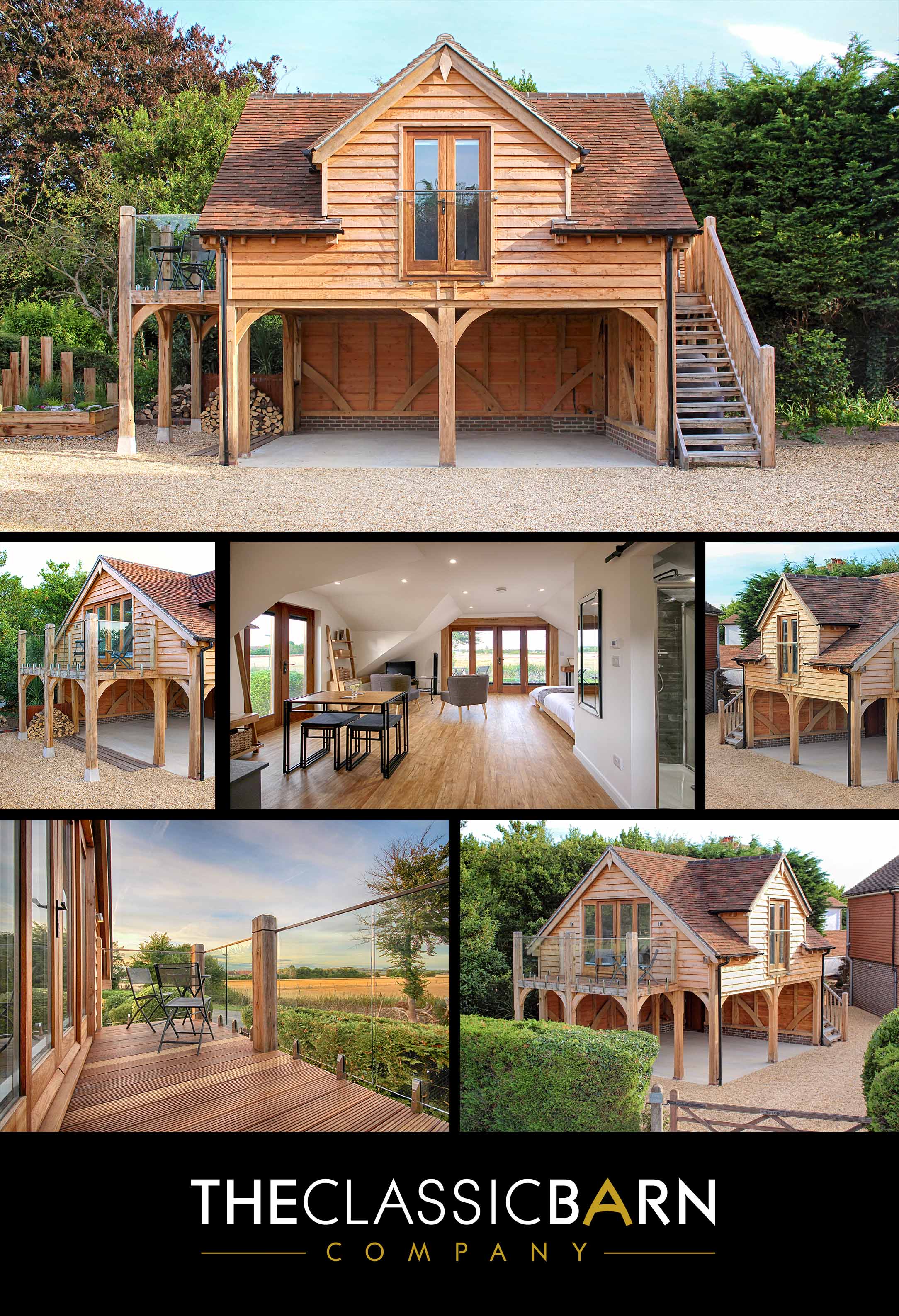 2 Bay Oak Carport With Room Above & Balcony by The Classic Barn Company ...
