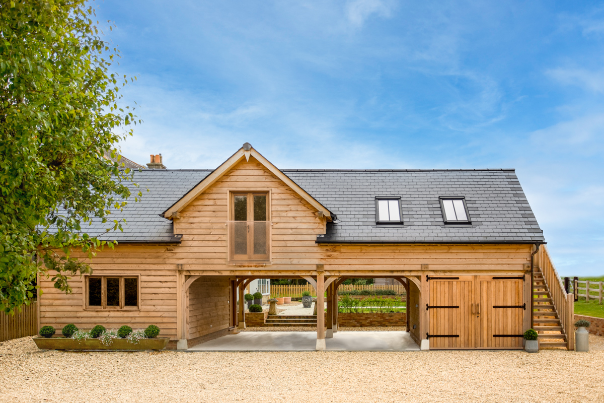 4 Bay Oak Framed Garage With Room Above by The Classic Barn Company ...
