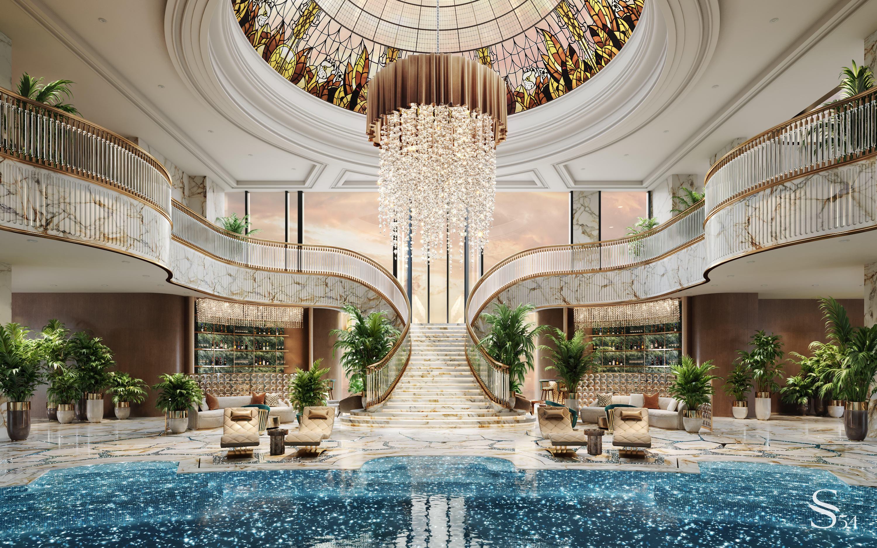 Luxury interior design project for the banquet hall at Trump Towers ...