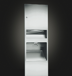 Recessed and Surface Mounted Paper Towel Dispenser and Waste Receptacle Combination Units