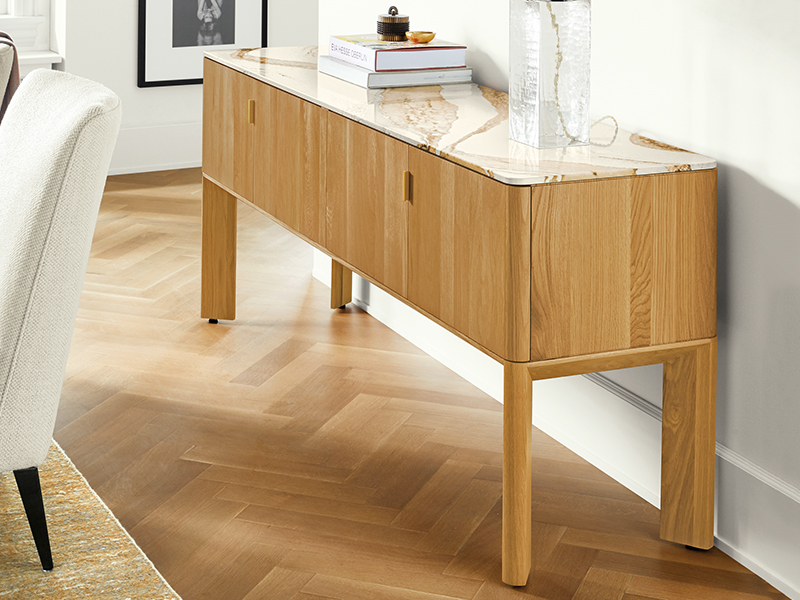 Pren Console Cabinets with Cambria quartz tops