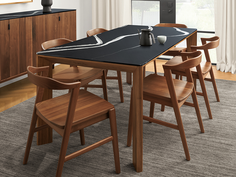 Pren Dining Tables with Cambria quartz tops