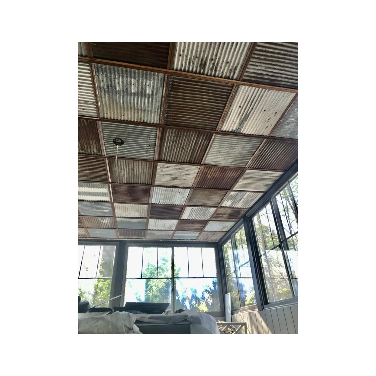 Corrugated Barn Tin Ceiling Tiles - Random Mix Rust & Galvanized