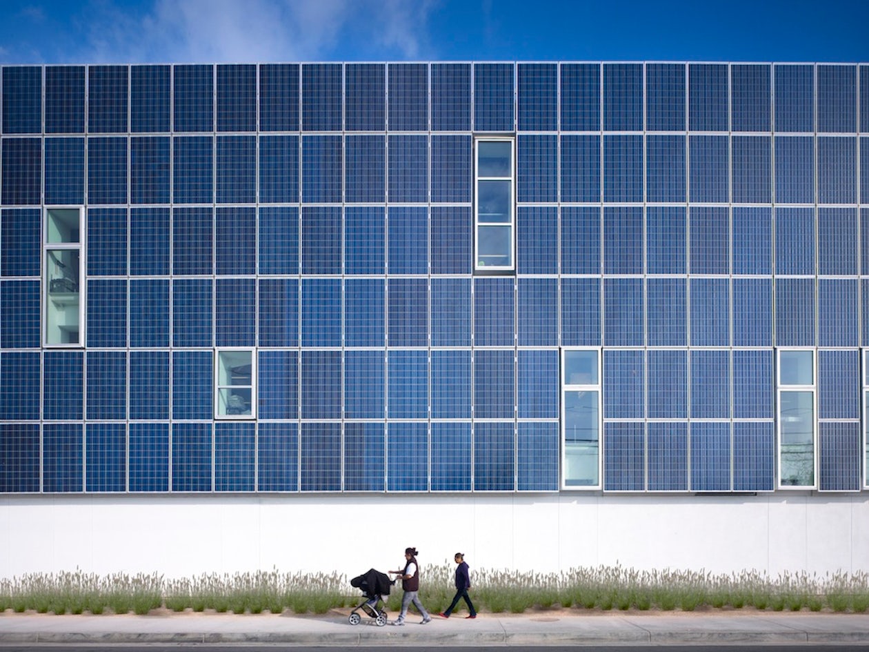 solar panels on building facade