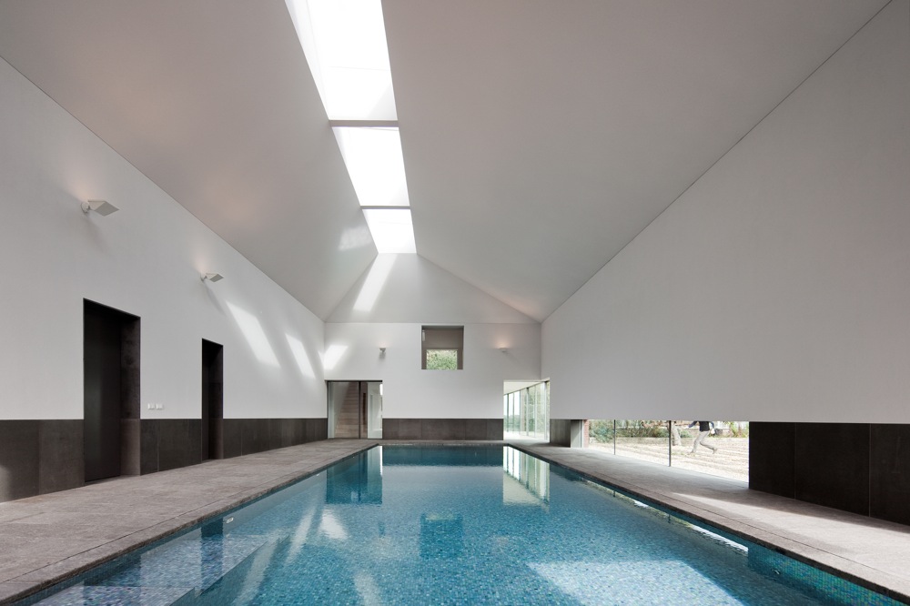 Indoor Swimming Pool, Buckinghamshire By Paul+O Architects, Chalfont Saint Giles, United Kingdom  , featuring Vitrocsa glass windows