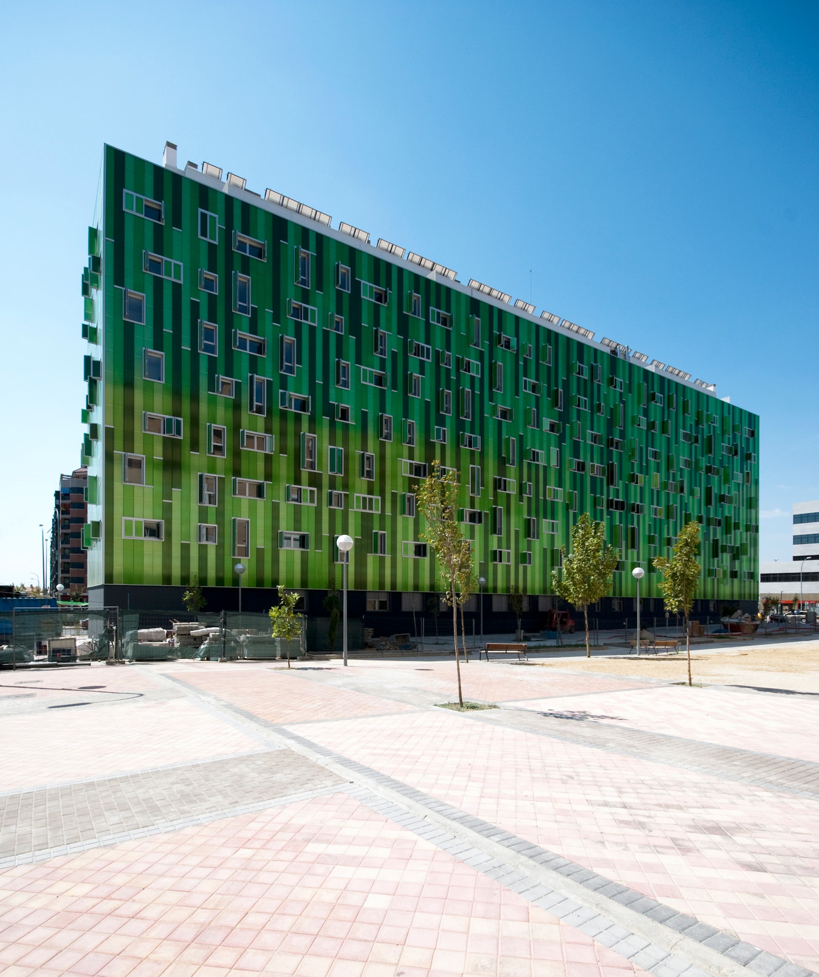 modern green color building